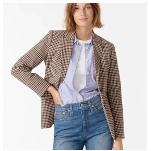 J.Crew Jackets & Blazers - J.Crew Boyfriend Blazer Italian Stretch Wool Tollegno 1900 Plaid AQ232 Size 2